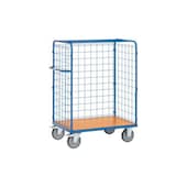 Paketwagen, Tragl. 600kg, Ladefl. LxB 1200x800mm, Holzplatte, 3 Wände