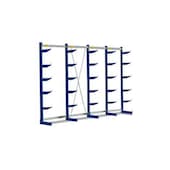 Kragarmregal, Grund+Anbau, HxBxT 2480x4305x520mm, 5 Ständer, RAL5010