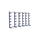 Kragarmregal, Grund+Anbau, HxBxT 2480x5366x520mm, 6 Ständer, RAL5010