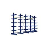 Kragarmregal, Grund+Anbau, HxBxT 2480x4305x920mm, 5 Ständer, RAL5010