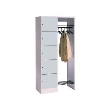 Schließfach-Garderobe, RAL7035, HxBxT 1950x960x480mm, 1x5 Fächer