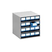 Schubladenmagazin, HxBxT 395x400x400mm, 16 Schublade(n), Schubladen blau
