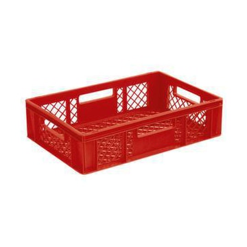 Euronorm-Stapelbehälter,HxLxB 150x600x400mm,27l,PP,rot,Wände durchbrochen