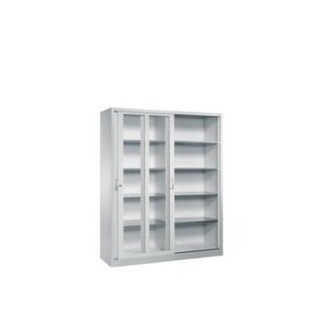 Sichtfenster-Schiebetürenschrank, RAL7035, HxBxT 1950x1600x500mm