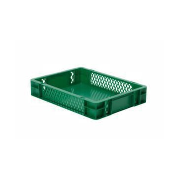 Euronorm-Stapelbehälter,HxLxB 75x400x300mm,7l,PP,grün,Wände durchbrochen