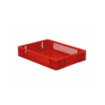 Euronorm-Stapelbehälter,HxLxB 75x400x300mm,7l,PP,rot,Wände durchbrochen