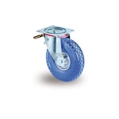 Lenkrolle m. Feststeller,Tragl. 160kg,ØxB 260x85mm,PU gerillt,Rollenlager