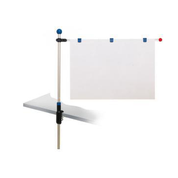 Tisch-Planhalter, 1 Arm, H 1200mm, Alu, schwarz/silber, m. Klemmfuß