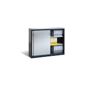 Schiebetürenschrank, RAL7035, HxBxT 1200x1600x500mm, Abdeckplatte RAL7035