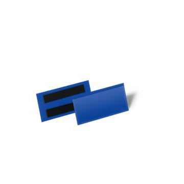Etikettentasche, HxB 53x113mm, Rückseite magnetisch, PP, blau