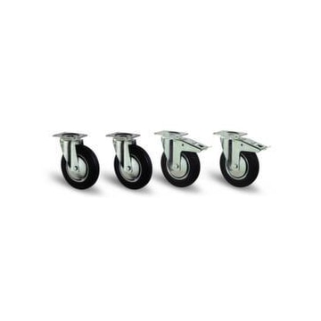 Lenkrolle, 4 Lenkrollen, Tragl. 50kg, Gummi-Bereifung, ØxB 80x25mm