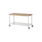 Werkbank, fahrbar, HxBxT 880x1500x700mm, Bucheplatte, Tragl. 450kg