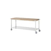 Werkbank, fahrbar, HxBxT 880x2000x700mm, Bucheplatte, Tragl. 450kg