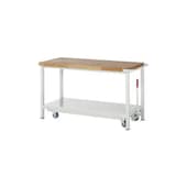 Werkbank, HxBxT 880x1500x700mm, Bucheplatte, Tragl. 450kg, Füße/Rollen