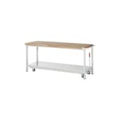 Werkbank, HxBxT 880x2000x700mm, Bucheplatte, Tragl. 450kg, Füße/Rollen