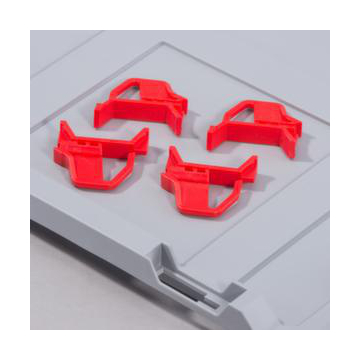 4 Schiebeschnappverschlüsse, f. Euronormbehälter, PP, rot