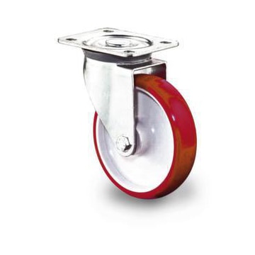 Lenkrolle, Tragl. 150kg, ØxB 125x32mm, Naben LxØ 44x15mm, PU-Bereifung