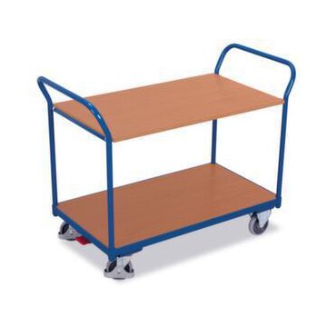 Bürowagen,Tragl. 200kg,2 Etage(n),Ladefl. LxB 850x500mm,Holzetage,RAL5010