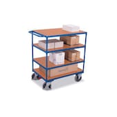 Tischwagen, Tragl. 500kg, 4 Etage(n), Ladefl. LxB 1000x700mm, Holzetage