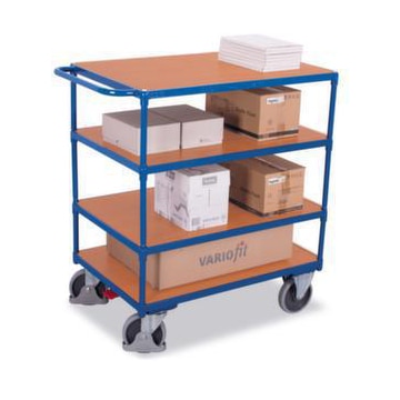 Tischwagen, Tragl. 500kg, 4 Etage(n), Ladefl. LxB 1000x700mm, Holzetage