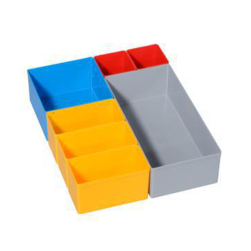 Einsatzboxen-Set,Kastengröße 1/2/3/5,rot,blau,gelb,grau
