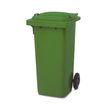 Mülltonne, 120l, Korpus PE grün, HxBxT 930x480x550mm, 2 Räder