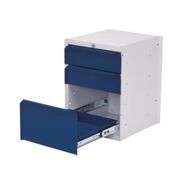 Schubladen-Unterbau, HxBxT 500x380x400mm, Front blau, 3 Schublade(n)