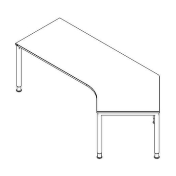 Höhenverstellbarer Winkel-Schreibtisch, Gestell weiß, Dekor Kirschbaum