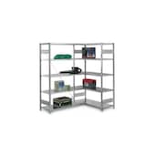 Systemregal, Eckregal, HxBxT 2000x 1060/1415x 435mm, 5xStahlboden