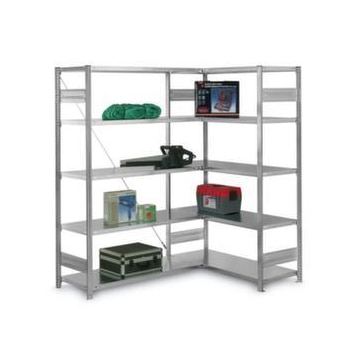 Systemregal, Eckregal, HxBxT 2000x 1060/1415x 435mm, 5xStahlboden