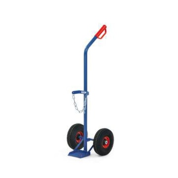 Flaschenkarre,Tragl. 100kg,1x10l Flasche,m. Kette,RAL5007,Luft-Bereifung