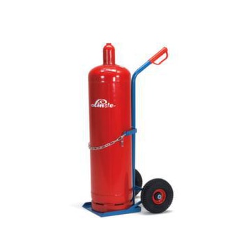 Flaschenkarre,Tragl. 100kg,1x33l Flasche,m. Kette,RAL5007,Luft-Bereifung