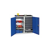 Werkstattschrank, HxBxT 1000x1000x500mm, Stahlboden, 9 Schublade(n)