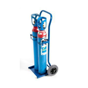 Flaschenkarre,Tragl. 100kg,2x10l  Flasche,m. Kette,RAL5010,TPE-Bereifung