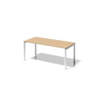 Schreibtisch, HxBxT 740x1800x800mm, Platte Ahorn, 4-Fuß verkehrsweiß