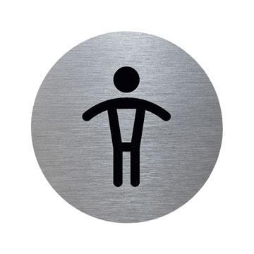 Türschild, WC Herren, Alu, silber/schwarz, selbstklebend, Ø 70mm