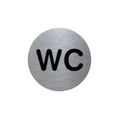 Türschild, WC, Alu, silber/schwarz, selbstklebend, Ø 70mm