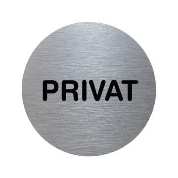Türschild, Privat, Alu, silber/schwarz, selbstklebend, Ø 70mm