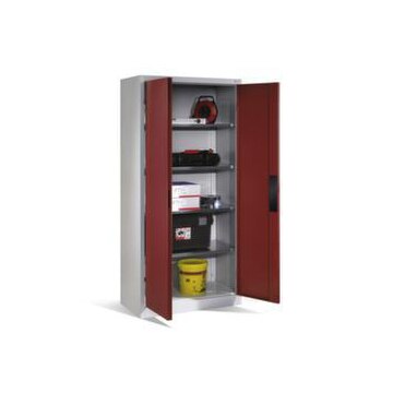 Universalschrank, HxBxT 1950x800x400mm, Korpus RAL7035, Front RAL3003