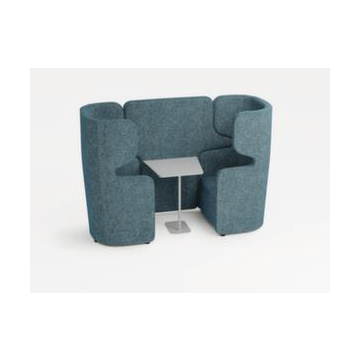 Sitzgruppe, 2 Sessel, Tisch, 2-Sitzer, schallabsorbierend, Stoff hellblau