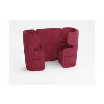 Sitzgruppe, 2 Sessel, 2-Sitzer, schallabsorbierend, Stoff rot