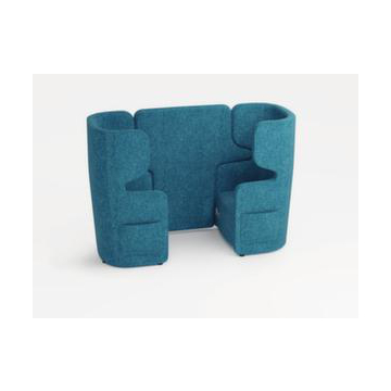 Sitzgruppe, 2 Sessel, 2-Sitzer, schallabsorbierend, Stoff blau