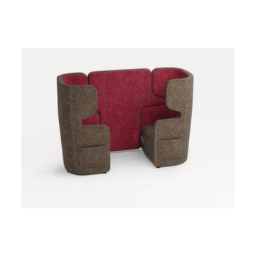 Sitzgruppe, 2 Sessel, 2-Sitzer, schallabsorbierend, Stoff braungrau/rot