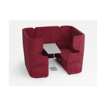 Sitzgruppe, 2 Sofas, Tisch, 4-Sitzer, schallabsorbierend, Stoff rot
