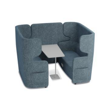 Sitzgruppe, 2 Sofas, Tisch, 4-Sitzer, schallabsorbierend, Stoff hellblau