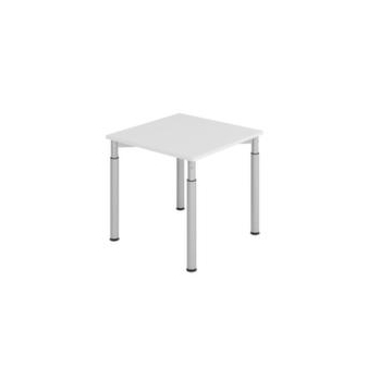 Schreibtisch,HxBxT 680-820x800x800mm,Platte grau,4-Fuß silber,Rundrohr