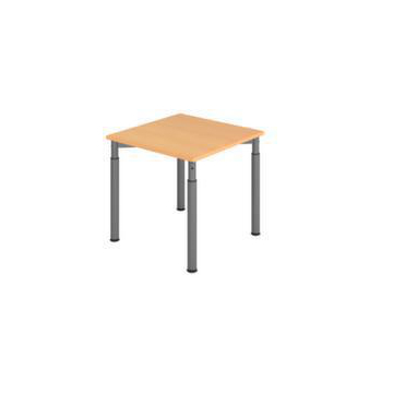 Schreibtisch,HxBxT 680-820x800x800mm,Platte Buche,4-Fuß graphit,Rundrohr