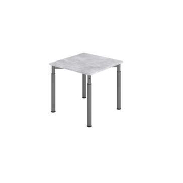 Schreibtisch,HxBxT 680-820x800x800mm,Platte Beton,4-Fuß graphit,Rundrohr