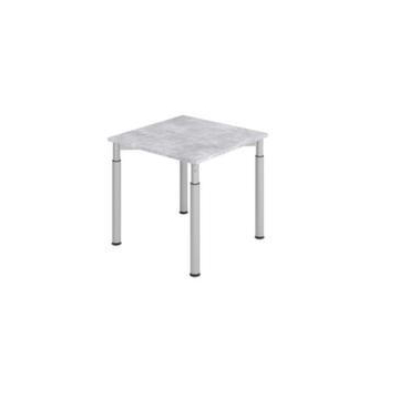Schreibtisch,HxBxT 680-820x800x800mm,Platte Beton,4-Fuß silber,Rundrohr