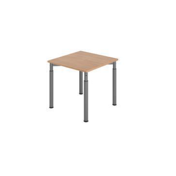 Schreibtisch, HxBxT 680-820x800x800mm, Platte Nussbaum, 4-Fuß graphit